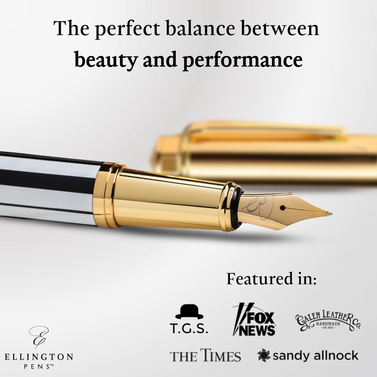 Luxury Fountain Pen Set- Fountain Pens for Writing - Smooth Fine Nib - Includes Refillable Ink Converter, 3 Ink Cartridges [Black & Blue], Gift Box - Elegant Calligraphy