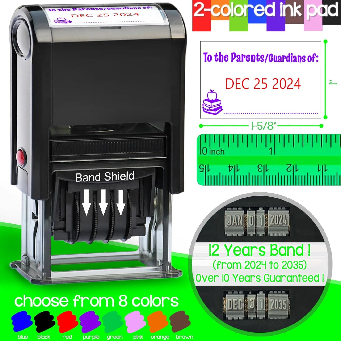 Custom-Teacher-Stamps with Date Self Inking Parent Name Signature Stamps with Date Personalized to The Parents or Guardian of Stamp with Date for Teacher Grading (Parent Name Stamp)