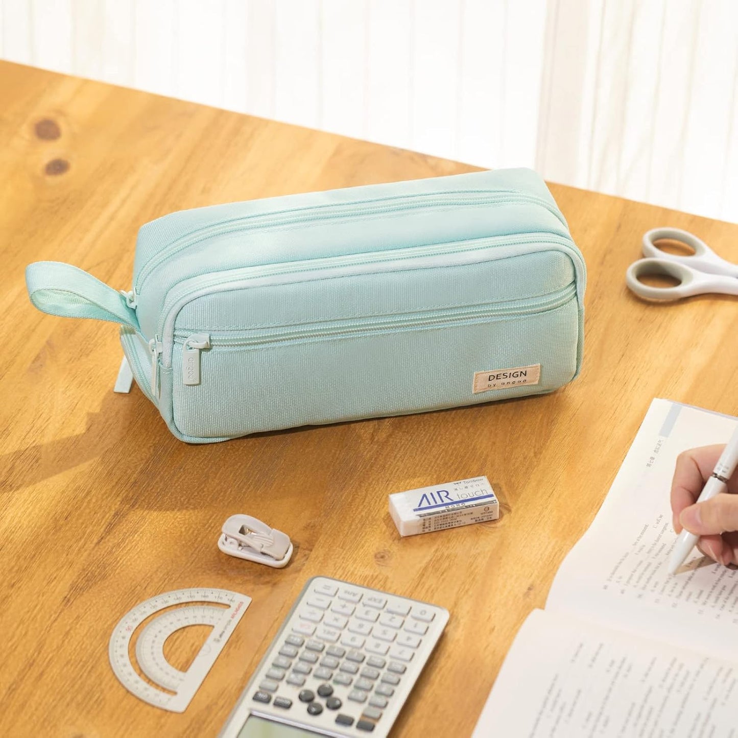 HVOMO Large Pencil Case High Capacity Holder Box Storage bag Desk Organizer Marker Pouch Pen For Middle School Office College Adult Girl and Boy(Green)