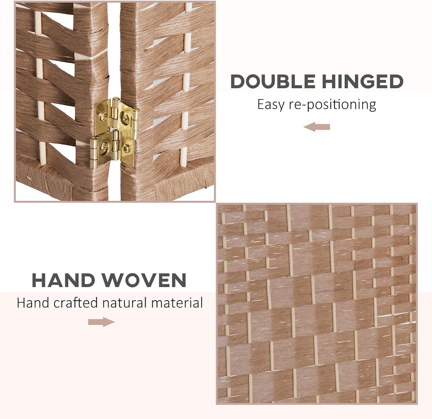 NicBex Room Divider 3 Panel Room Dividers with Wicker Weave Design Partition Room Dividers and Folding Privacy Screens 6 FT Wall Divider for Office, Room Separation,53.25"W x 0.75"D x 70.75"H, Natural