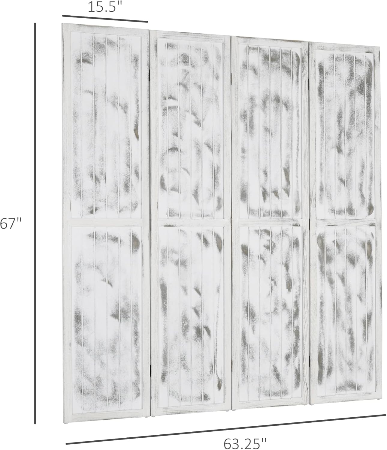 NicBex Room Divider 4 Panel Room Dividers with Whitewashed Surface Partition Room Dividers and Folding Privacy Screens 5.5 FT Wall Divider for Office, Room Separation,63.25"W x 0.75"D x 67"H, White
