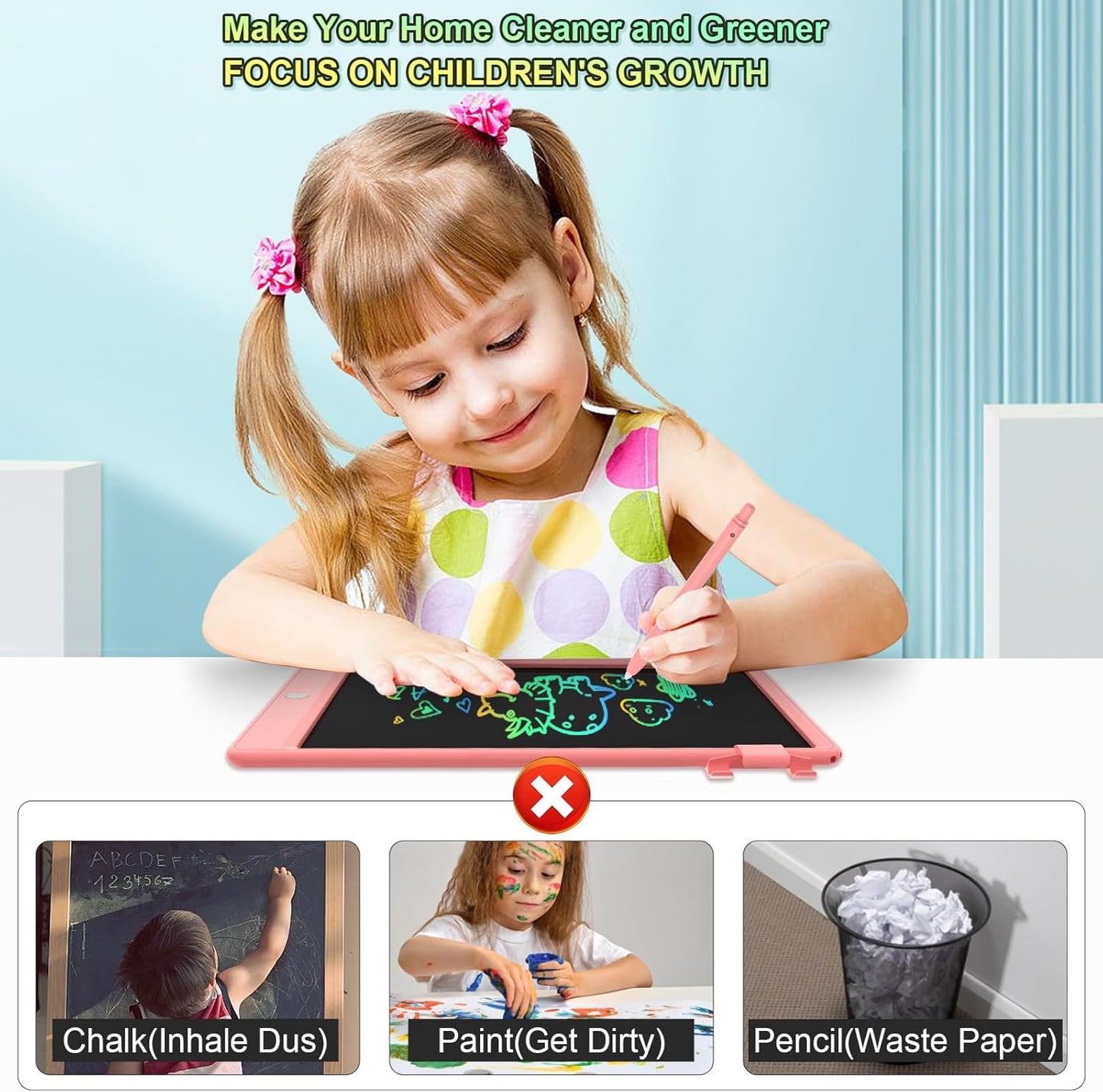 8.5 Inch LCD Writing Tablet for Kids, Colorful Toddler Doodle Board - Erasable Drawing Pad, Educational Learning Toy for Ages 3-8 - Valentine's Day Christmas Birthday Gifts (8.5 Inch, Pink)