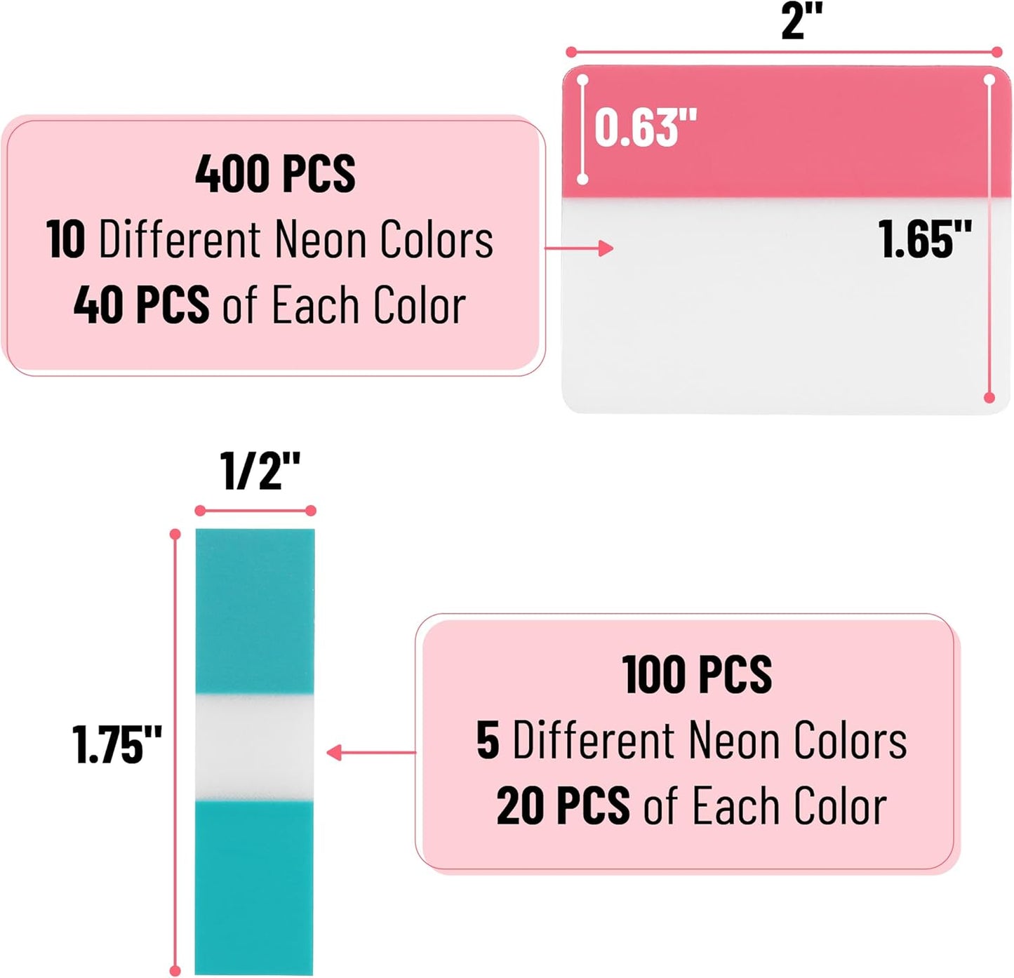 Mr. Pen- Sticky Index Tabs, 500 Pcs, 21 Sets, Colorful Sticky Tabs for Notebooks, Page Markers, Page Tabs for Binders, Page Tabs Sticky Tabs for Books, Notebook Tabs, Book Sticky Tabs for Notebooks