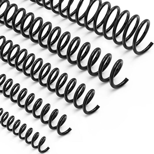 MAKEASY 100 Pack Plastic Spiral Binding Coils, 1/4"(6mm), 30 Sheet Capacity, 4:1 Pitch Black Binding Spirals for Home School and Office use