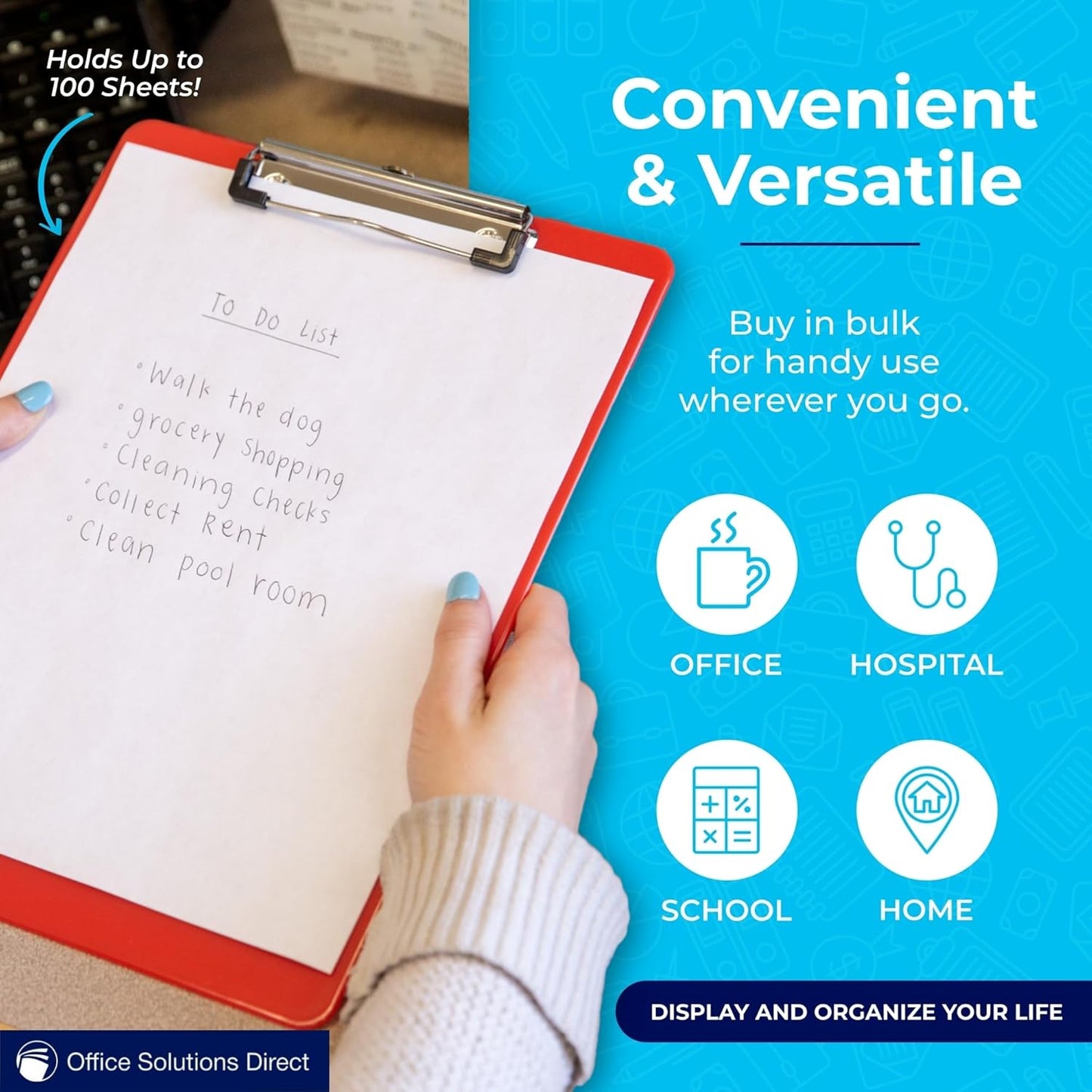 Red Plastic Clipboards (Set of 12) Multi Pack Clipboard - Strong 12.5 x 9 Inch | Holds 100 Sheets! Acrylic Clipboards with Low Profile Clip | Cute Aesthetic College School Supplies for Girls & Boys