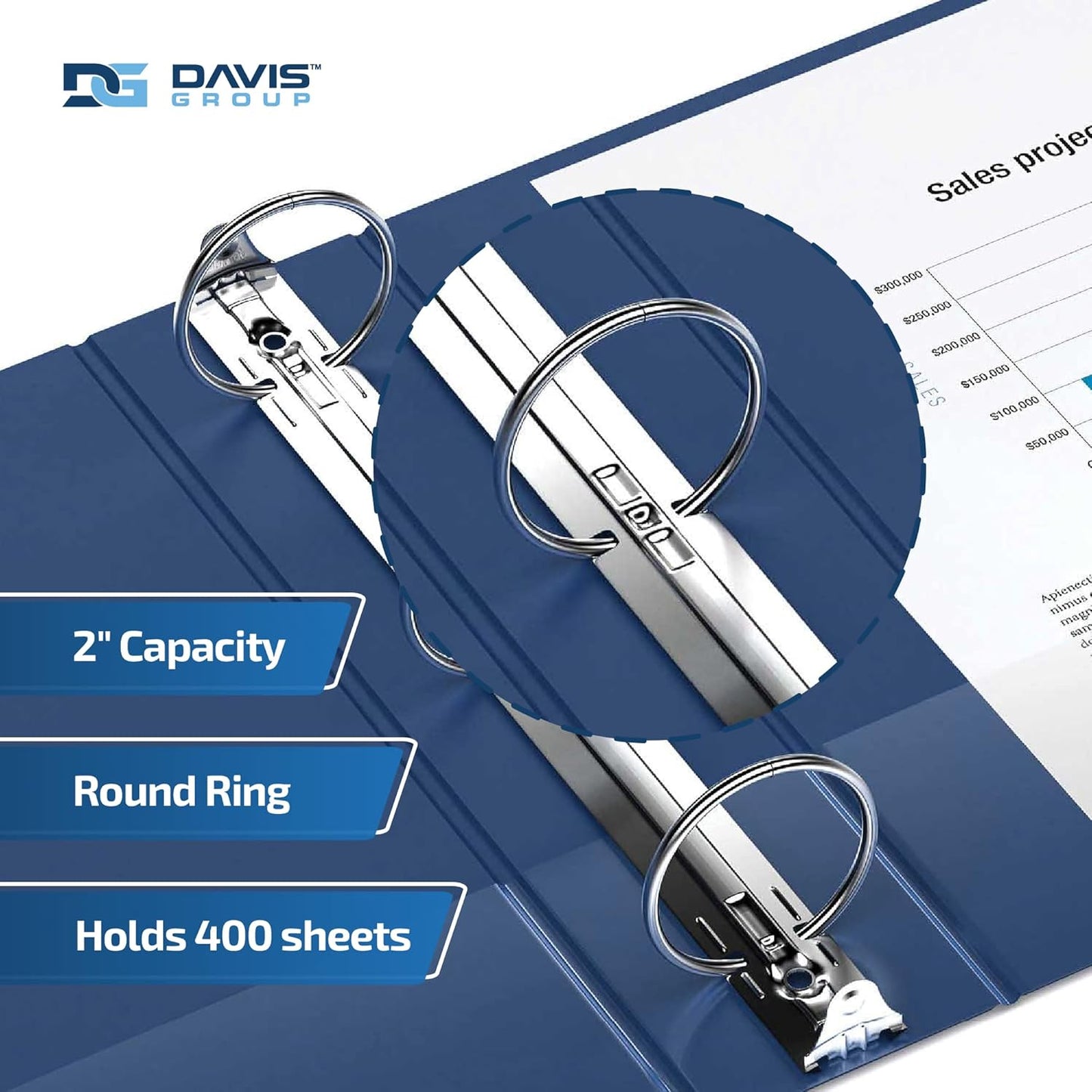 Easyview Premium 3-Ring Binders with Clear-View Covers and Round Rings, Binders for School or Office, 2 Inch, Pack of 6, Royal Blue