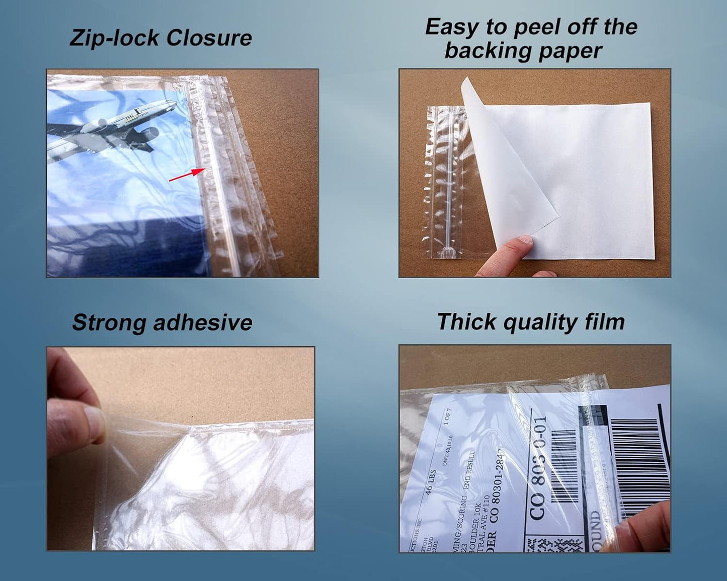 BEUYI Premium 6.7'' x 10'' Resealable Adhesive Shipping Label/documents Pouches (400 Pack)