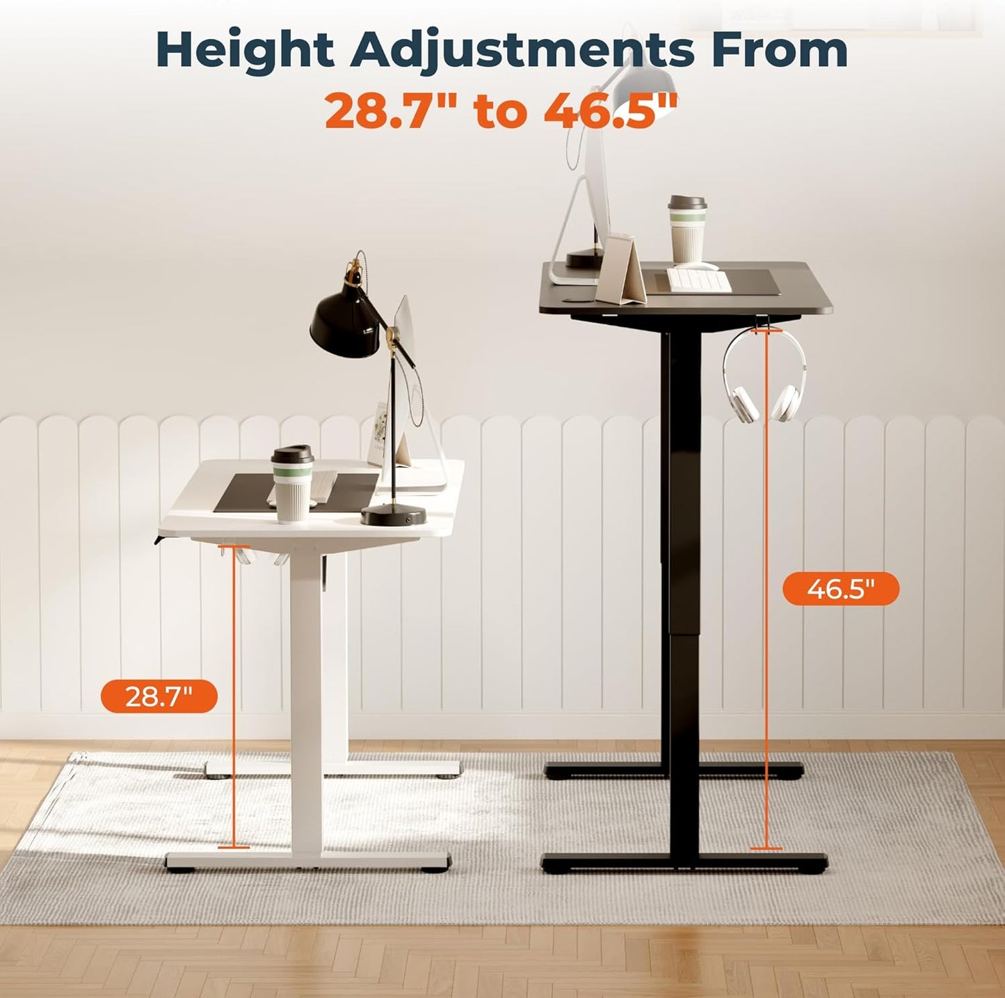 Adjustable Stand Up Desk Standing Desk, 63x24 Inches Home Office Desk with Memory Preset, Computer Workstation Splice Black Top + Black Frame