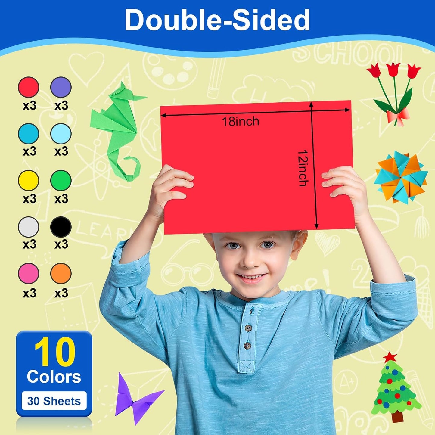 30 Pcs Poster Board Colorful Paper 12x18, ROOKEA Vision Boards Bulk Blank Graphic Display Posterboard Card Paper for Kids School Classroom Arts Craft Projects Drawing Scrapbooking