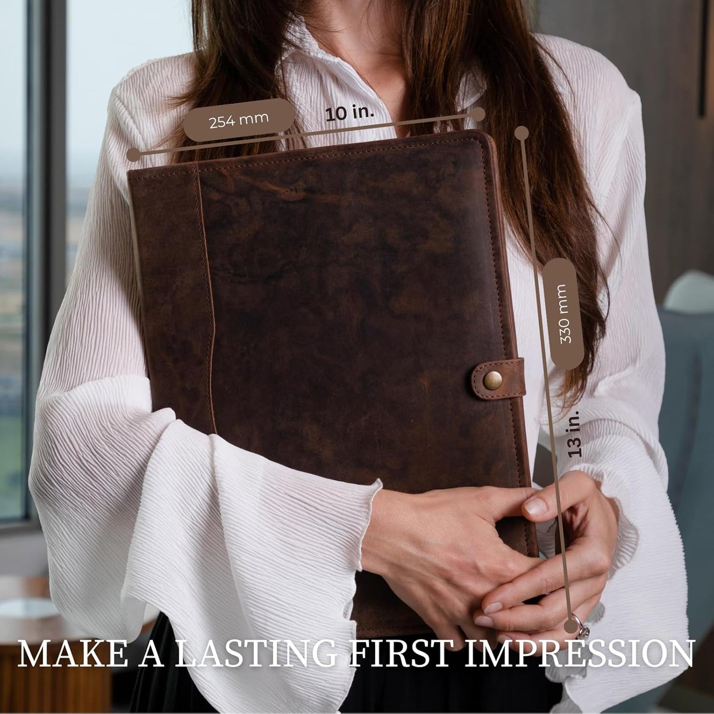 Leather Portfolio - Professional Portfolio Organizer, Resume Folder, Leather Padfolio for Men and Women, Business Portfolio with cardholder, Portfolio Folder - Leather Folder