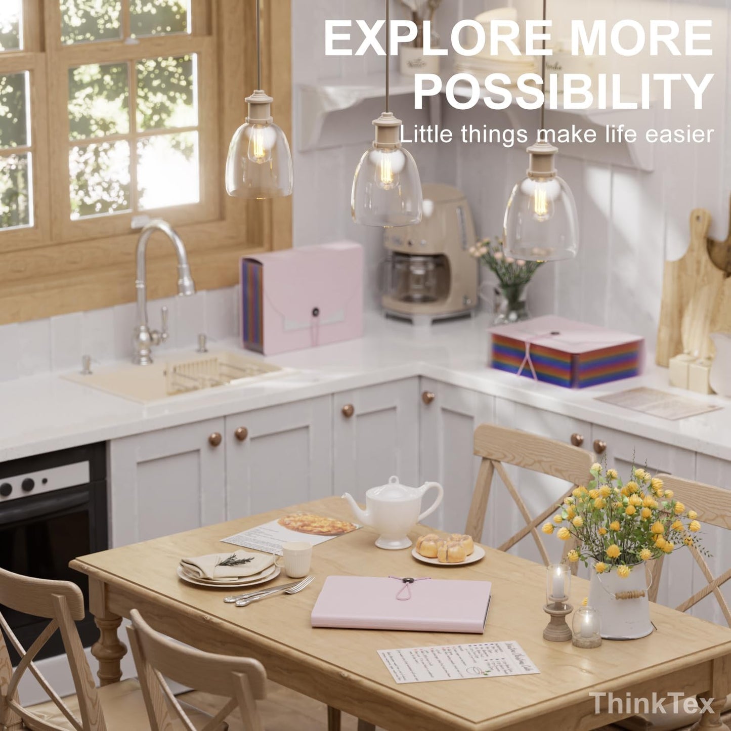 ThinkTex Accordion File Organizer, 12 - Pocket Expanding File Folders for Paper Receipts, Bills&Taxes Organizer, Letter/A4 Size Document Holder for School, Office, Home with tabs-Pinkish Purple