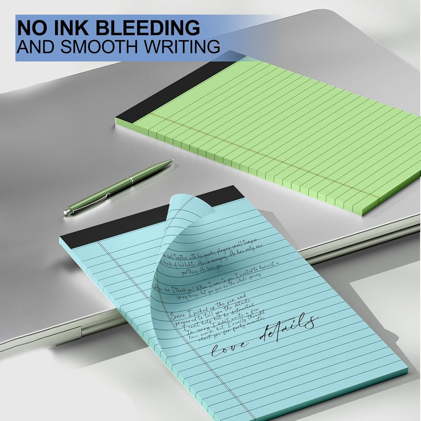 10pcs Small Note Pads, Color Notepads 5x8 College Ruled Notebook, Writing Pads 5 x 8, Legal Pads, Memo Pad Paper Perforate Narrow Ruled Notebooks for Work, School, Office,30 Sheets/Pack