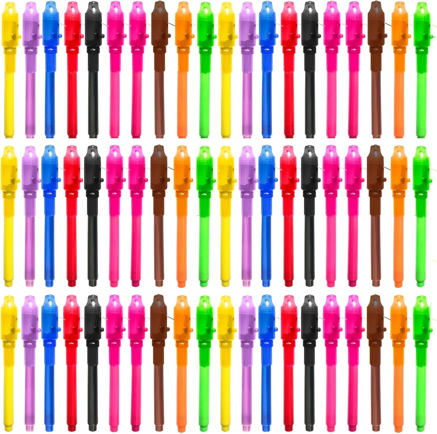 SCStyle Invisible Ink Pen 60Pcs Spy Pen with UV Black Light Magic Spy Marker Kid Pens for Secret Message and Birthday Party,Writing Secret Message for Easter Day Halloween Christmas Party Bag Gift