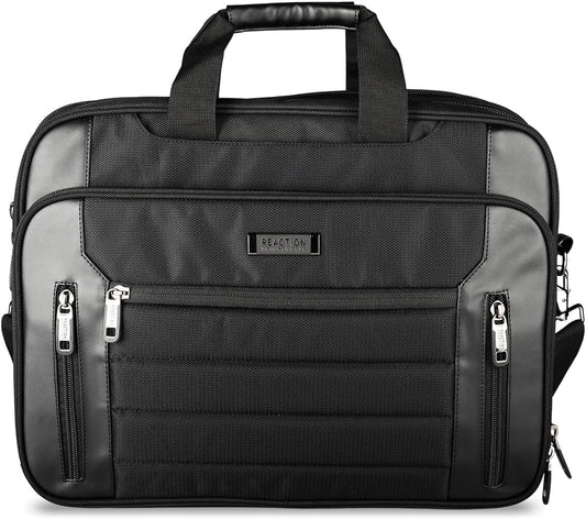Kenneth Cole Reaction Keystone 1680d Polyester Dual Compartment 17" Laptop Business Portfolio, Black