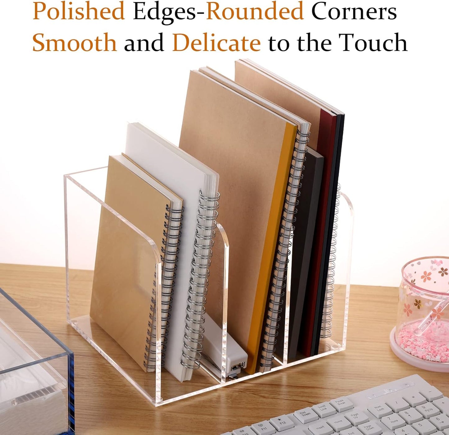 Magazine Holder, Clear Acrylic Magazine Rack, File Organizer for Office Desk, Book Organizer,-One-Piece-3 Vertical spaces,1 pack (B5)……