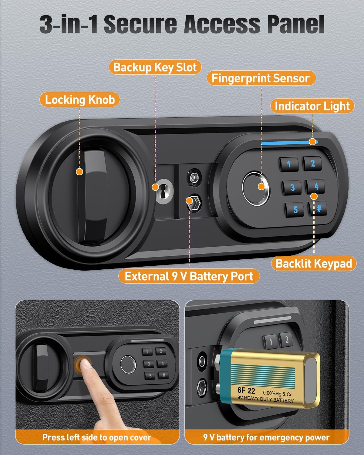 Uniclife 71 Position Key Box, Wall Mount Key Lock Box with Code and Key Lock, Fingerprint Key Cabinet with Anti-Theft Key Drop Slot & Keypad, Keys Safe for Office Hotel & Company