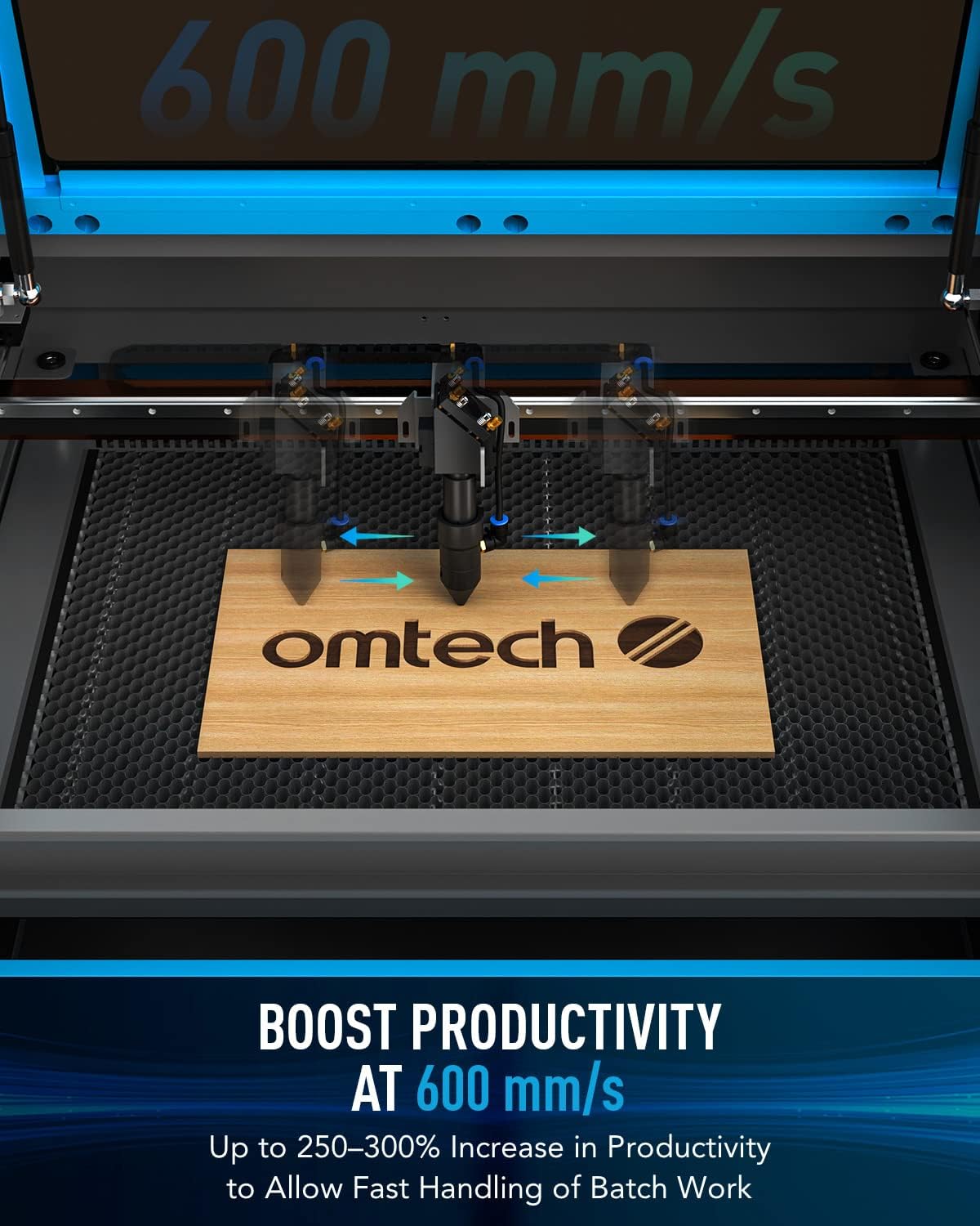 OMTech 60W CO2 Laser Engraver with LightBurn and Water Chiller, 16"x24" Laser Engraving Cutting Machine with Air Assist 2 Way Pass Digital Controls, Commercial Laser Cutter