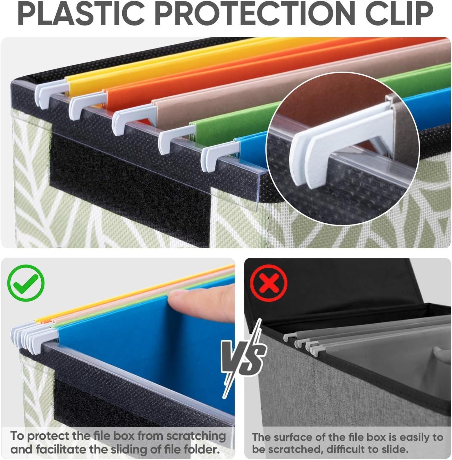 BALEINE File Organizer Box with Lid, Collapsible File Folder Organizer with Plastic Slide, Hanging File Folder Box for Office Document Storage (1 Pack, Antique Foliage, S)