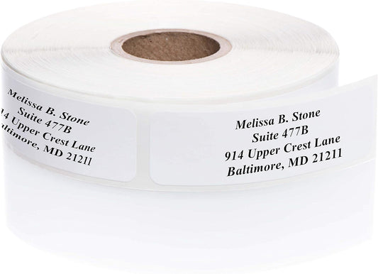White Personalized Return Address Labels Without Dispenser - Roll of 250 Custom Stickers