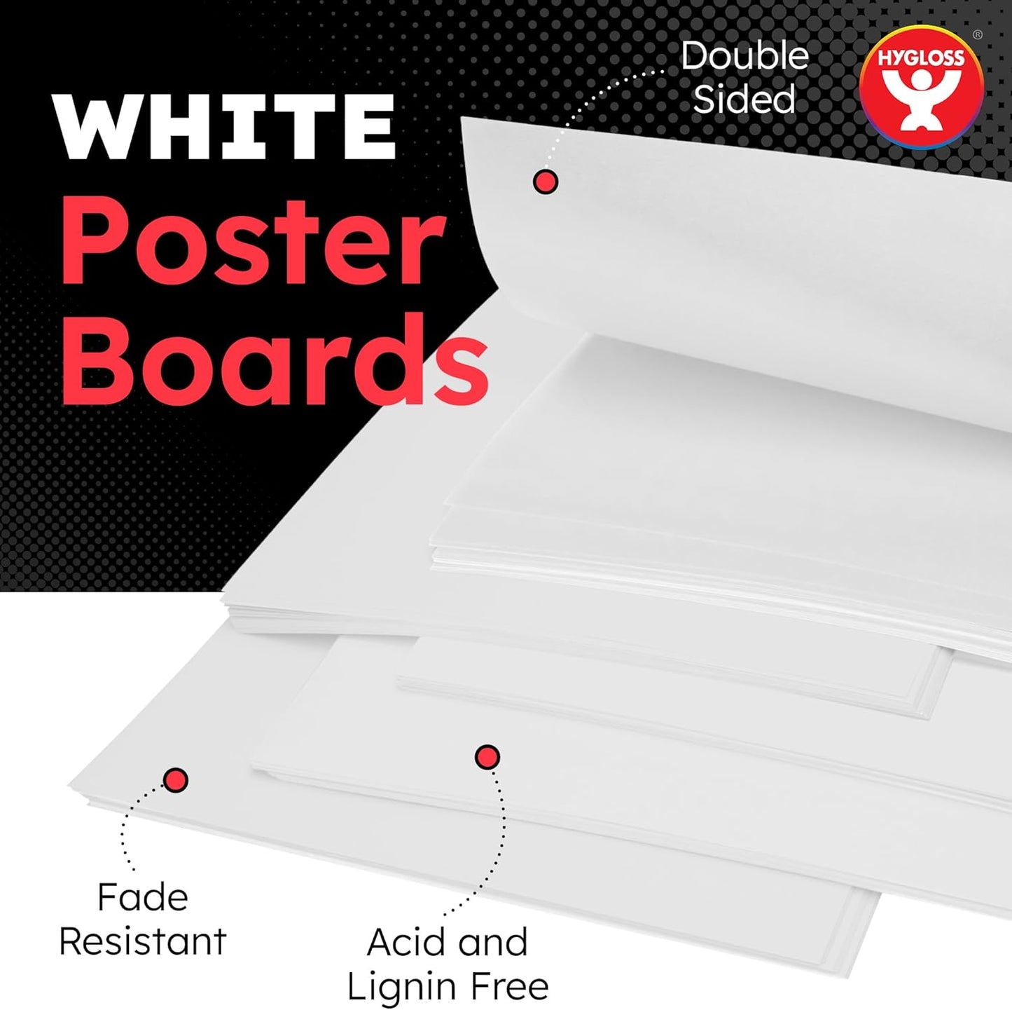 Hygloss Medium Poster Board 11x14 - 25 Poster Boards Bulk Pack - 10 Pt. Thickness White Poster Board Paper for Projects, Presentations, Displays, Signs, Crafts - Blank Posterboard Multipack 11" x 14"