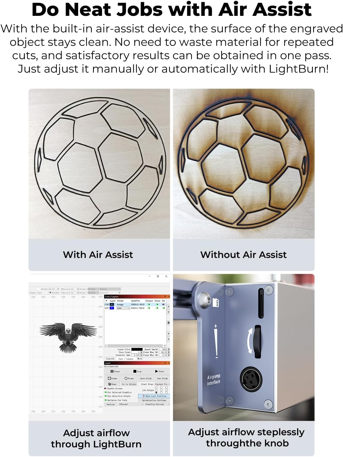 Creality 72W Output Power Laser Engraver, Falcon Pro 10W with Air Assist Laser Engraving Machine, CNC Machine Laser Engraver for Wood and Metal, Paper, Acrylic, Leather