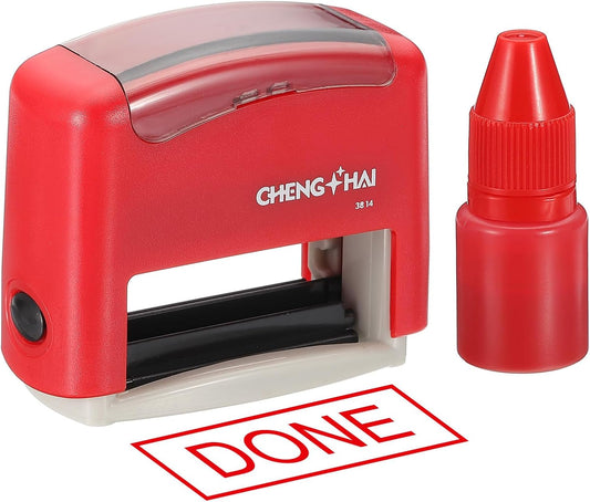 YOKIVE Done Self Inking Rubber Stamp, Office Ink Business Stamp for Office Documents, Paperwork, Warehouse, Label (Red)