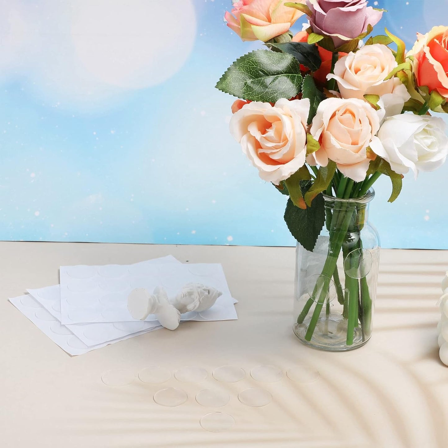 Zonon 60 Pcs Double Sided Adhesive Dots Clear Glue Point Tape Stickers Balloon Glue Round Mini No Traces Adhesive Sticker Dot Sticker for Classroom Decor Craft DIY Office (1.57 Inch/ 40 mm)