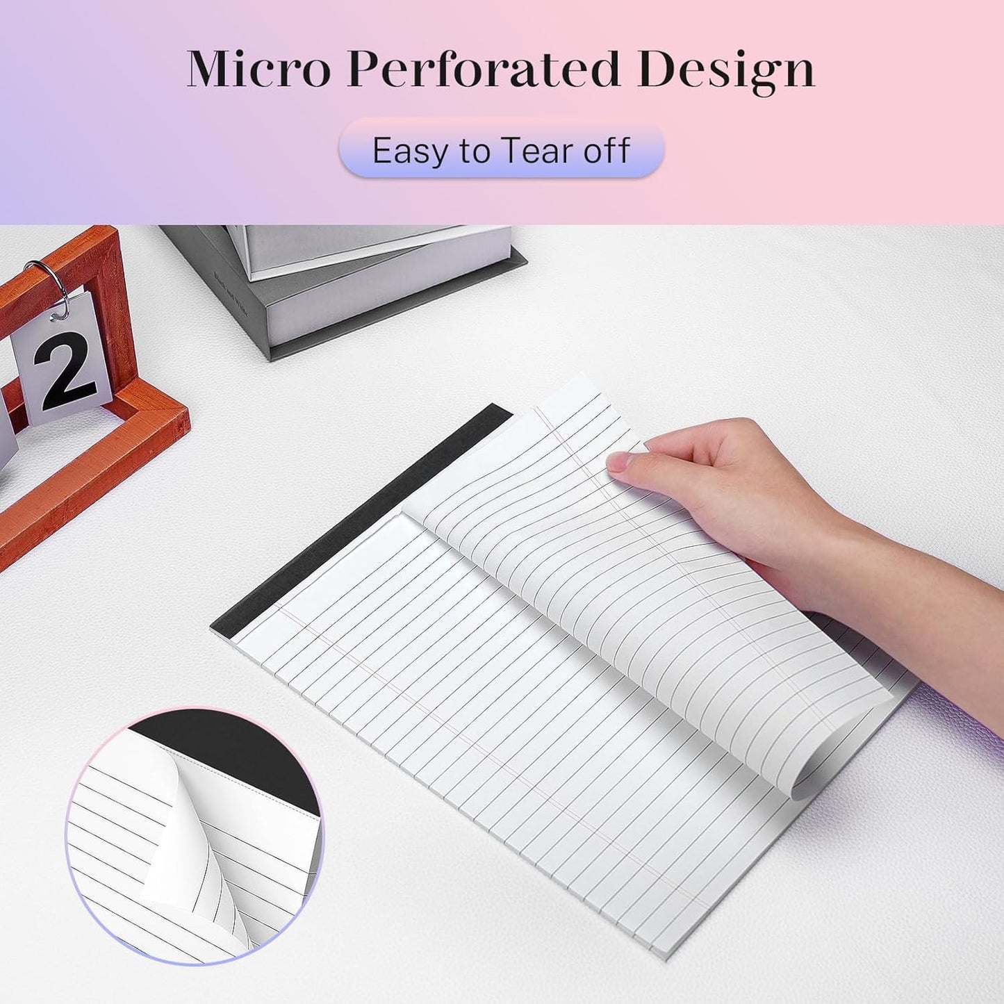 2 Pack Legal Pads 8.5 x 11 White Note Pads 8.5 x 11 Notepad Micro Perforated Writing Pads Lined Paper Pads Wide Ruled Pad of Paper 30 Sheets Notebook for To-Do Lists, School & Office Supplies