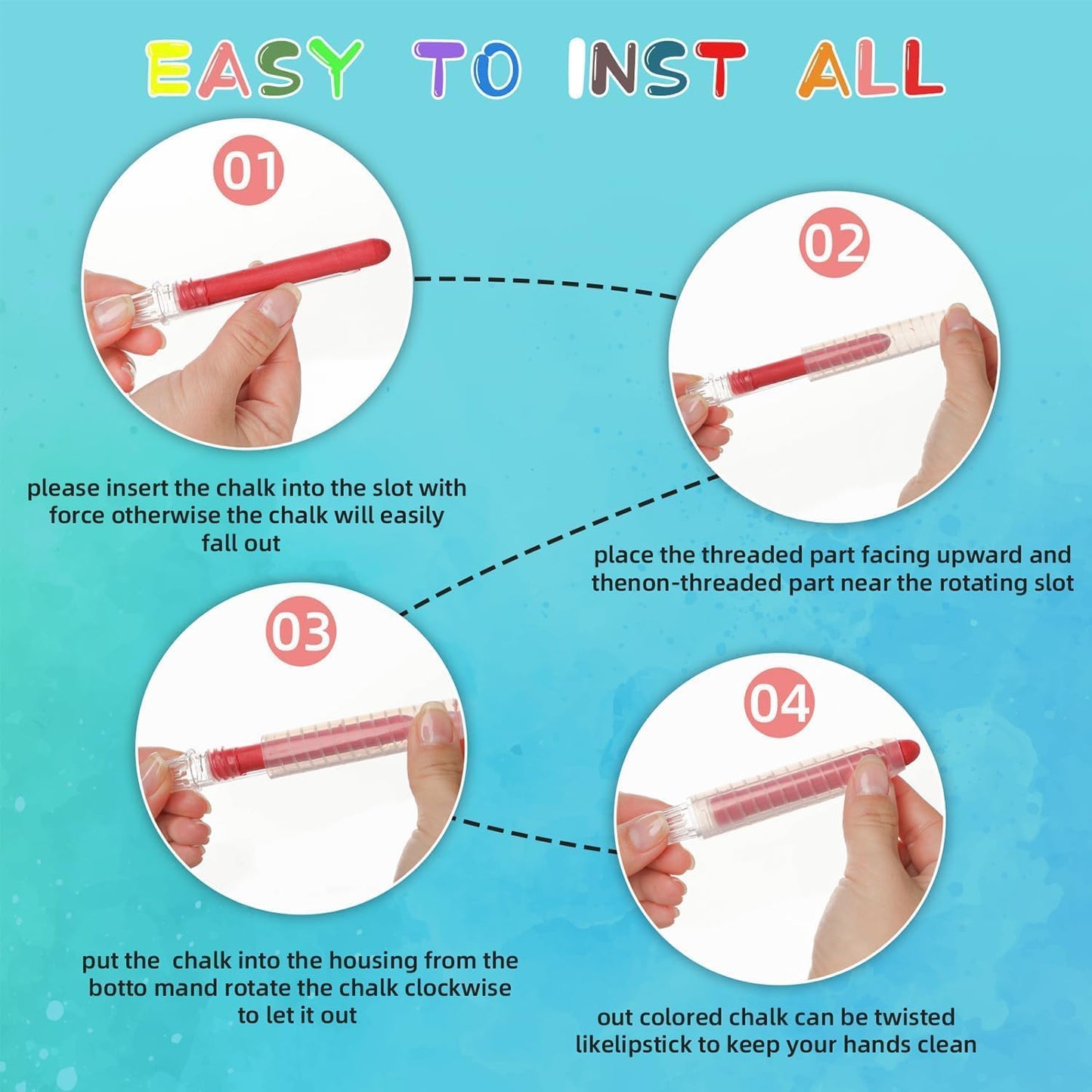 36 Pcs Dustless Chalk Colored twistable Chalk for Blackboard Doodling, Drawing, Writing, Colour Mixture