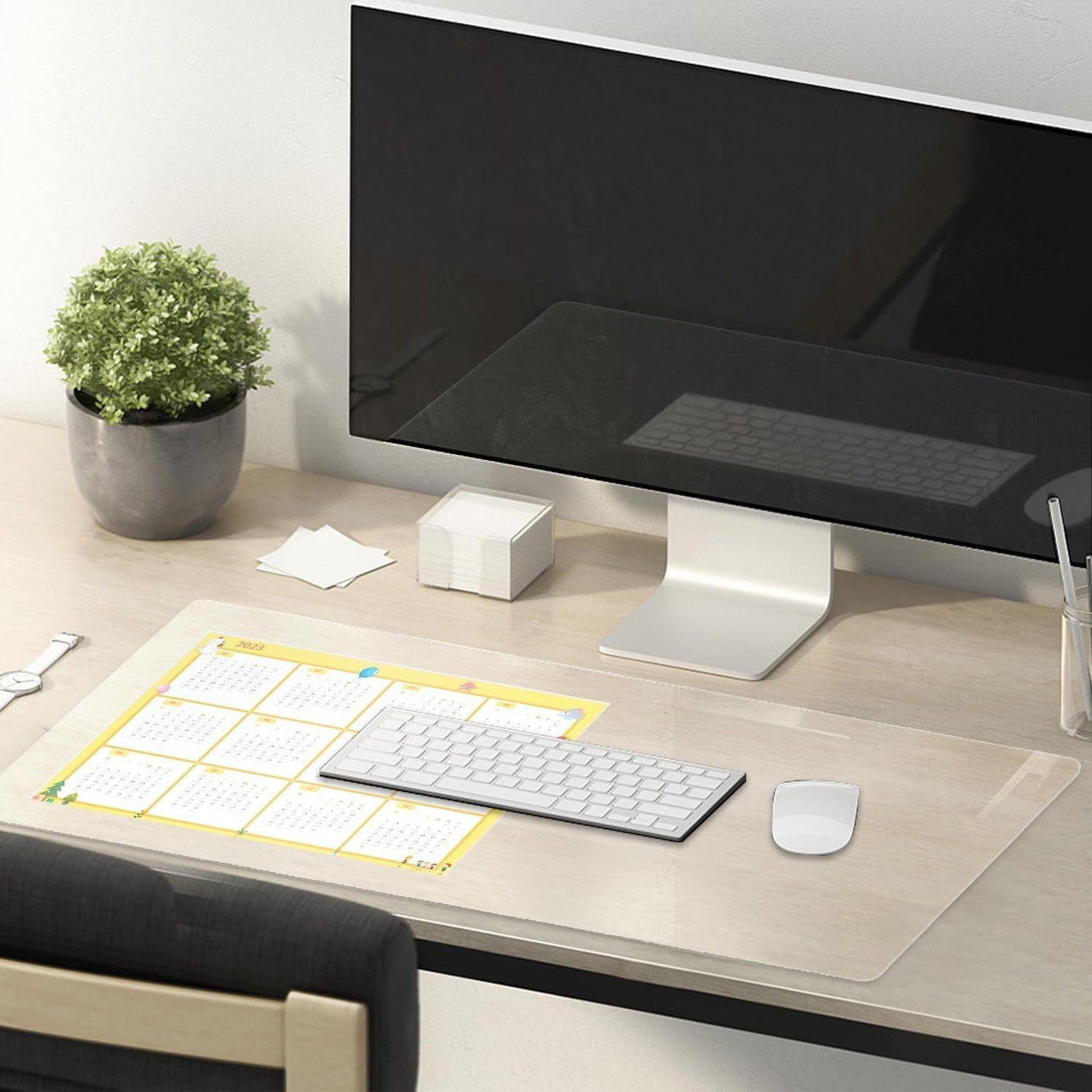 20 x 54 Inch Clear Table Cover Protector, Clear Table Protector for Dining Room Table, 1.5mm Plastic Table Cover, Waterproof Table Pad for Kitchen, Office