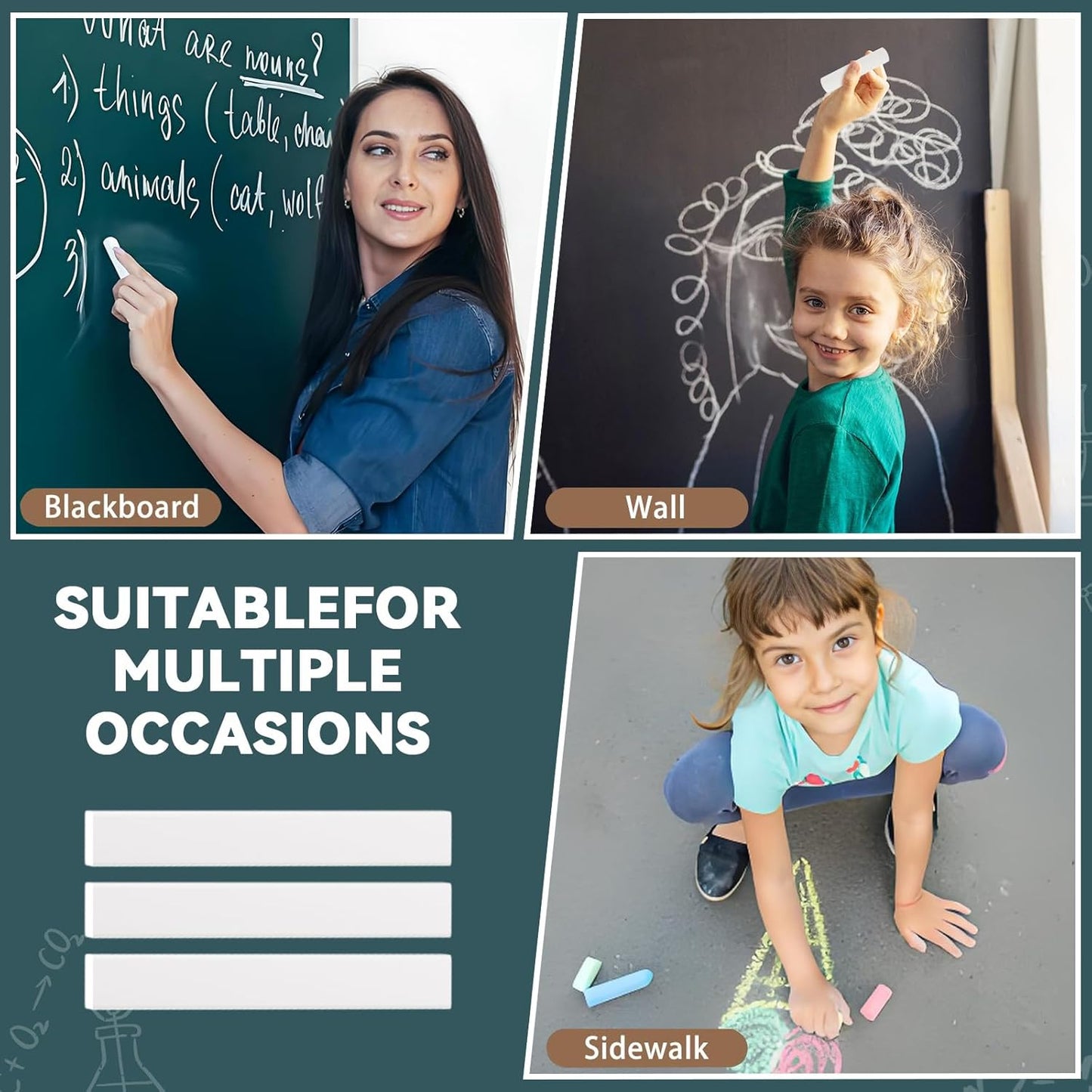 105PCS White Chalk,Dustless for Chalkboard Blackboard Stick Bulk Non-Toxic Chalk for School,Office and Home Use