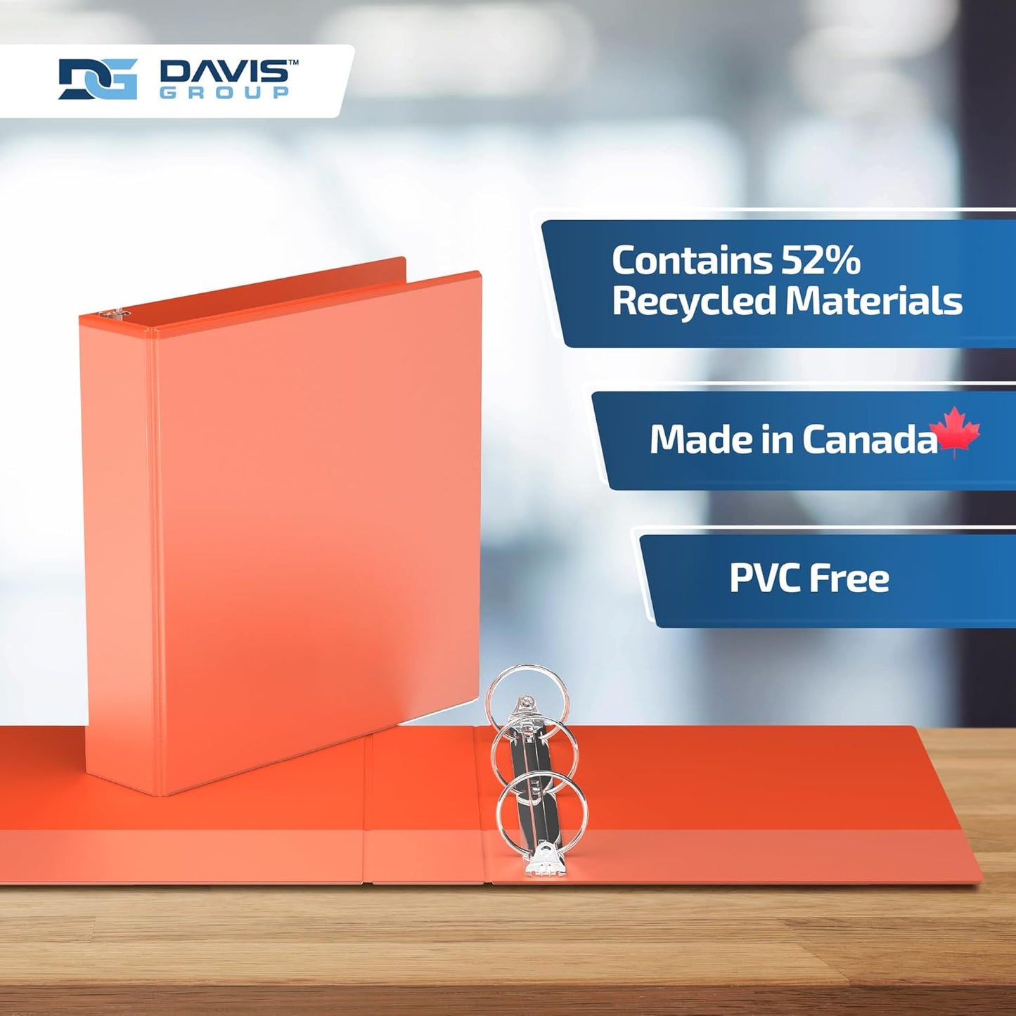 Easyview Premium 3-Ring Binders with Clear-View Covers and Round Rings, Binders for School or Office, 2 Inch, Pack of 6, Orange