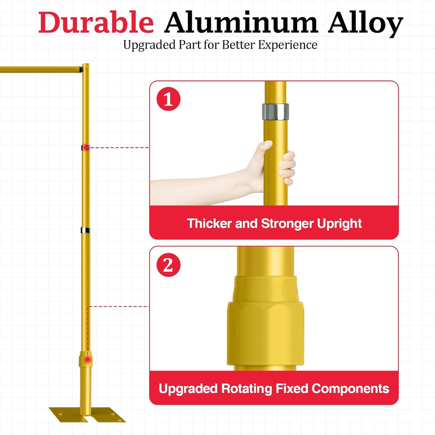 EMART Backdrop Stand Heavy Duty 10ftx20ft, Adjustable Pipe and Drape Photo Background Support Kit, Metal Frame with Flat Base for Wedding Birthday Party Banquet Decorations-Gold