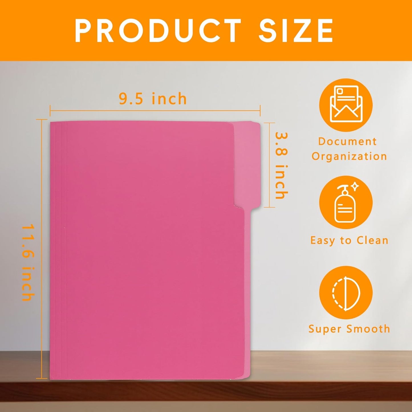 15 Packs Pink File Folder,1/3-Cut Tabs,File Folders Letter Size,8.5x11 Inch File Folders for Office,School and Home,Organizer Folder