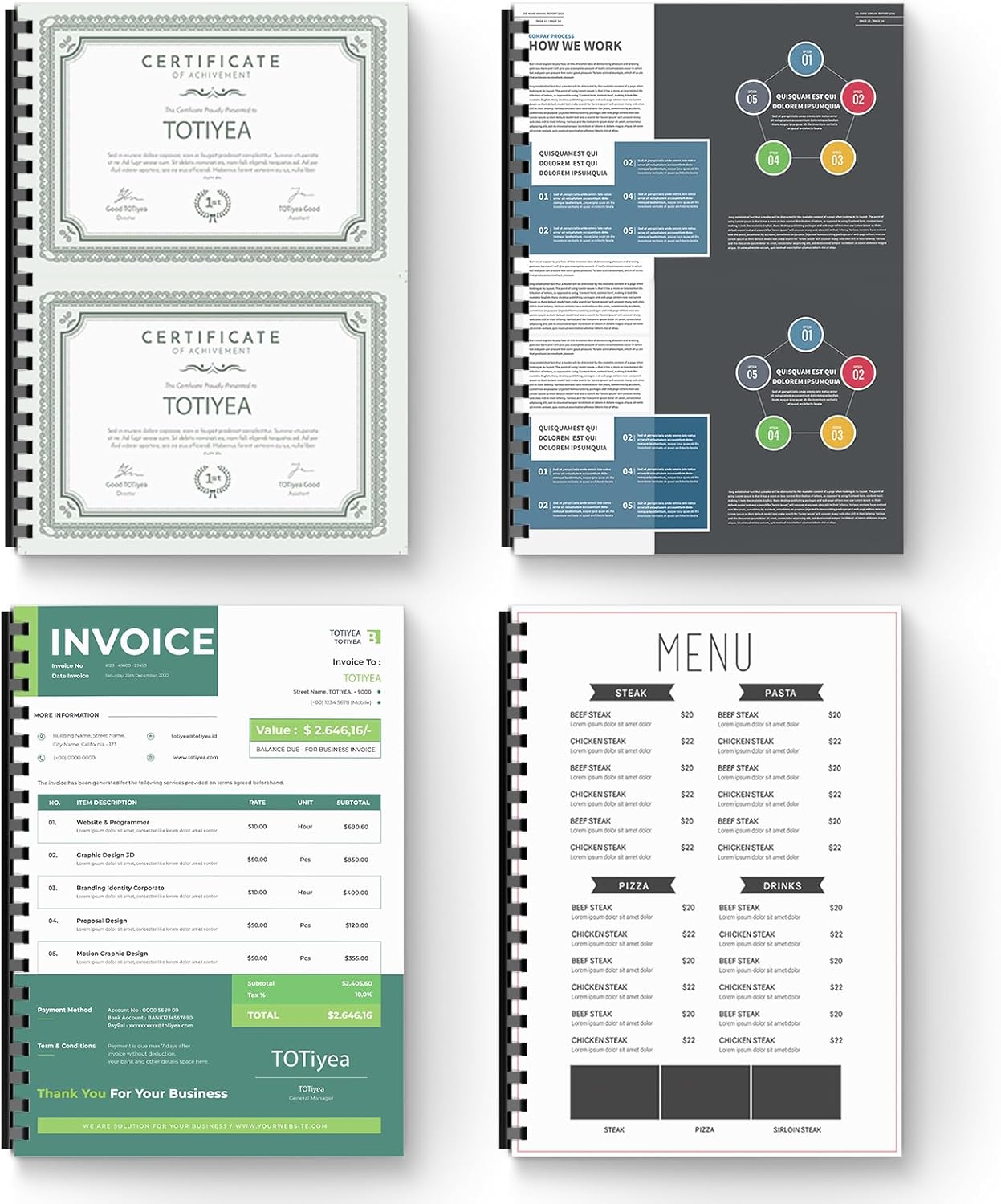 TOTiyea 100 Pack 19 Ring Plastic Binding Combs, 3/4 Inch Diameter, 185 Sheet Capacity, Letter Size, Black Comb Binding Spines