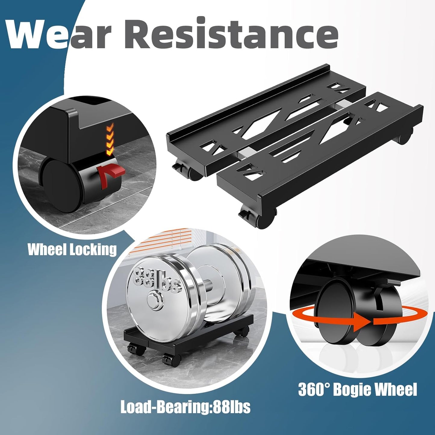 Adjustable Computer Tower Stand, Mobile CPU Stand with 4 Rolling Caster Wheels, Under Desk CPU Holder PC Floor Cart PC Riser for Gamers and Students (Black)