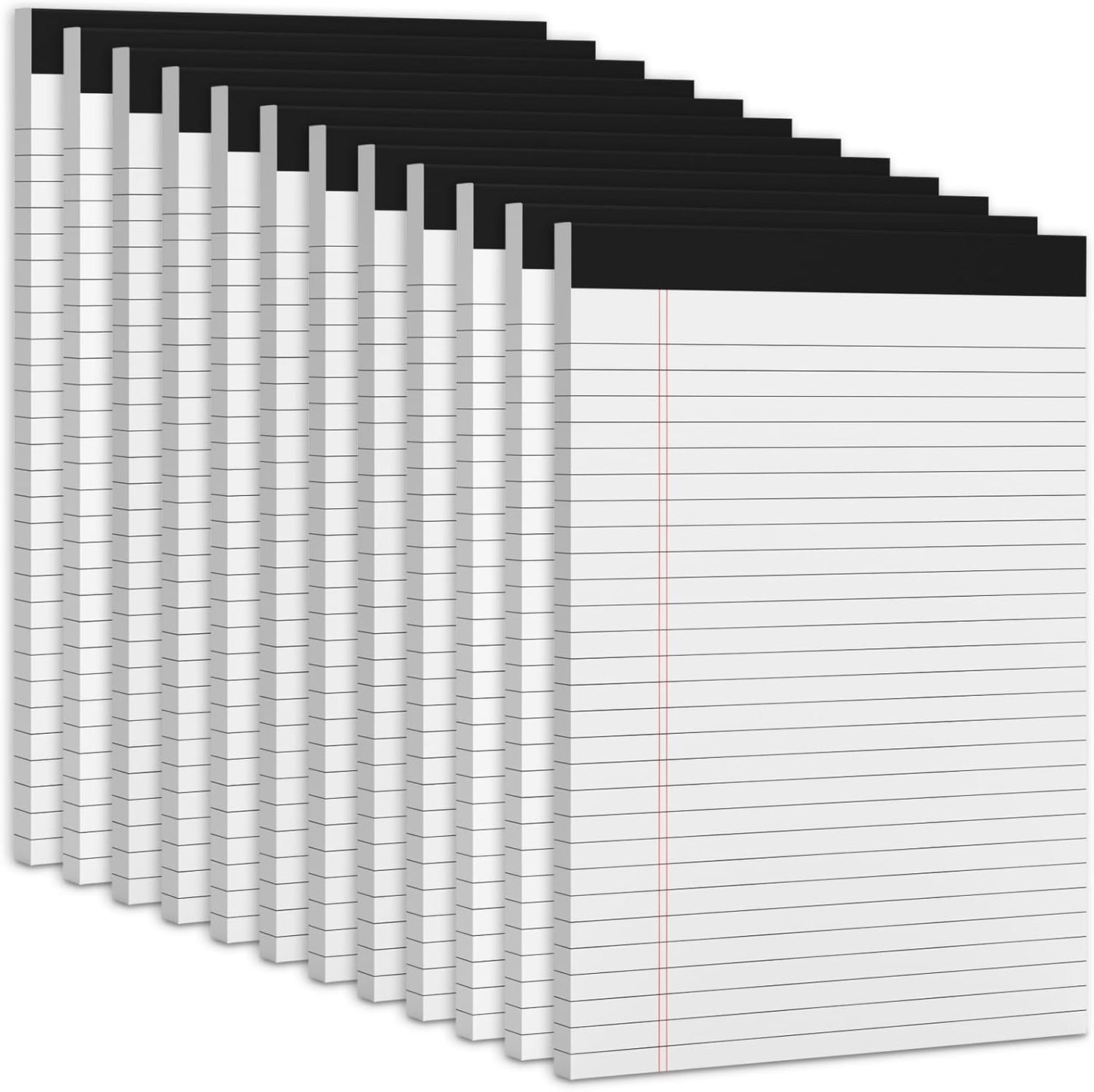 White Legal Note Pads 8.5 x 11'', 12 Pack Legal Paper Note Pads 8.5x11, Micro Perforated Wide Ruled Lined Writing Pads 30 Sheets for Home Office School Work, Legal Notepads Double-Side Printed Per Pad
