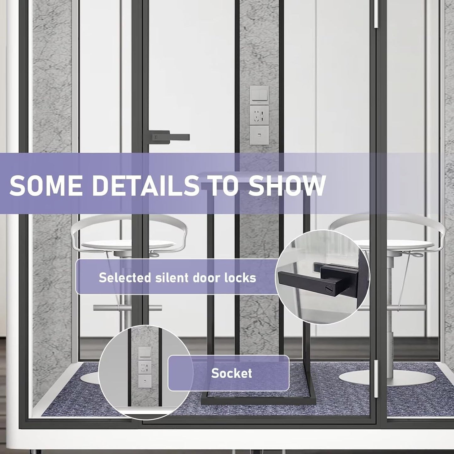 Office Sound Booth with Audio Privacy - Portable Soundproof Booth with White Modern Style,Movable Room with Light,Ventilation,Socket for Negotiation Room,Instrument Practice Room(70.86IN)