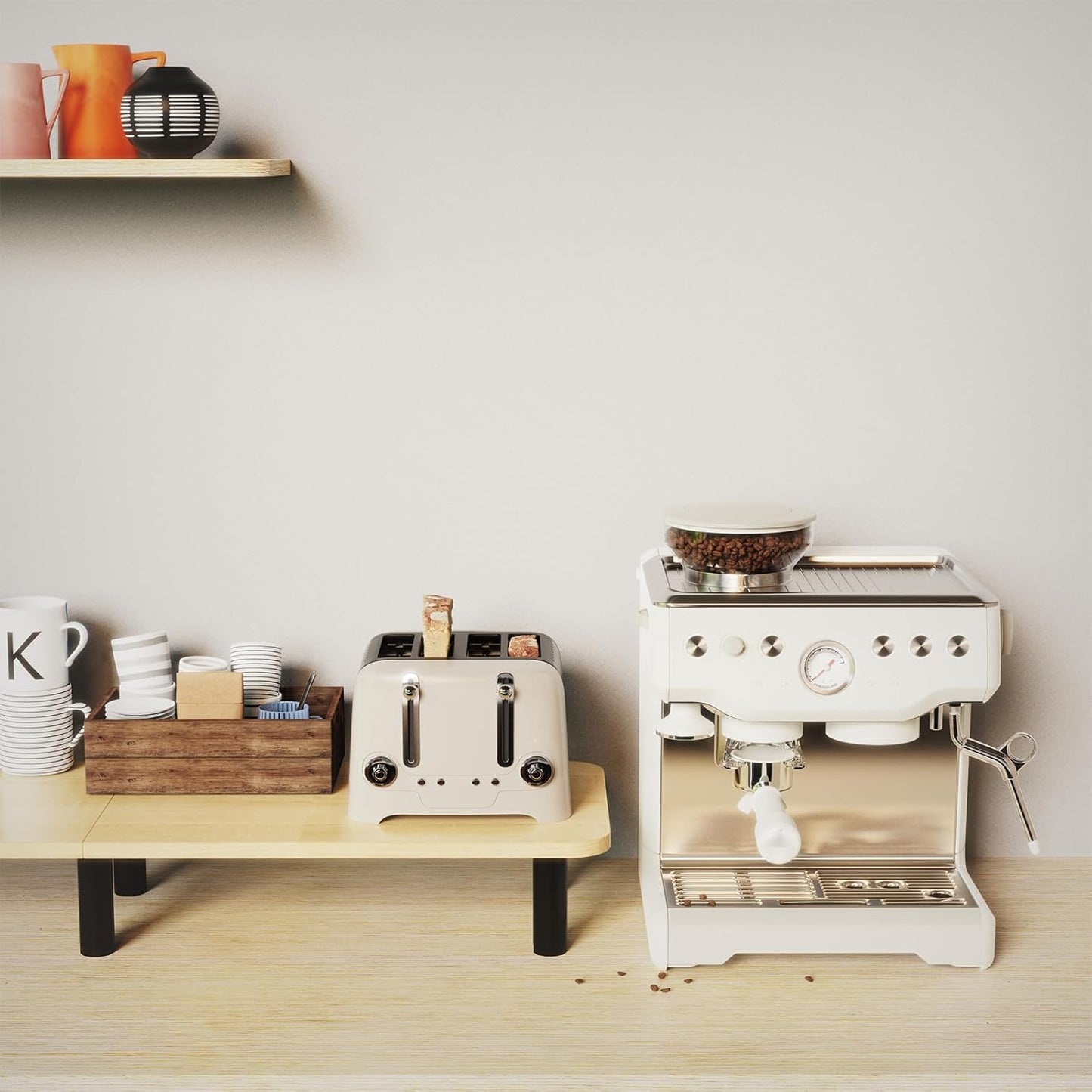 Large Extra Long Monitor Stand Riser 43.7in,Dual Monitor Riser, Wide TV Stand for 2 Monitors, Wood & Steel Leg Adjustable Height Desktop Riser, Home Office Organization. (Natural)