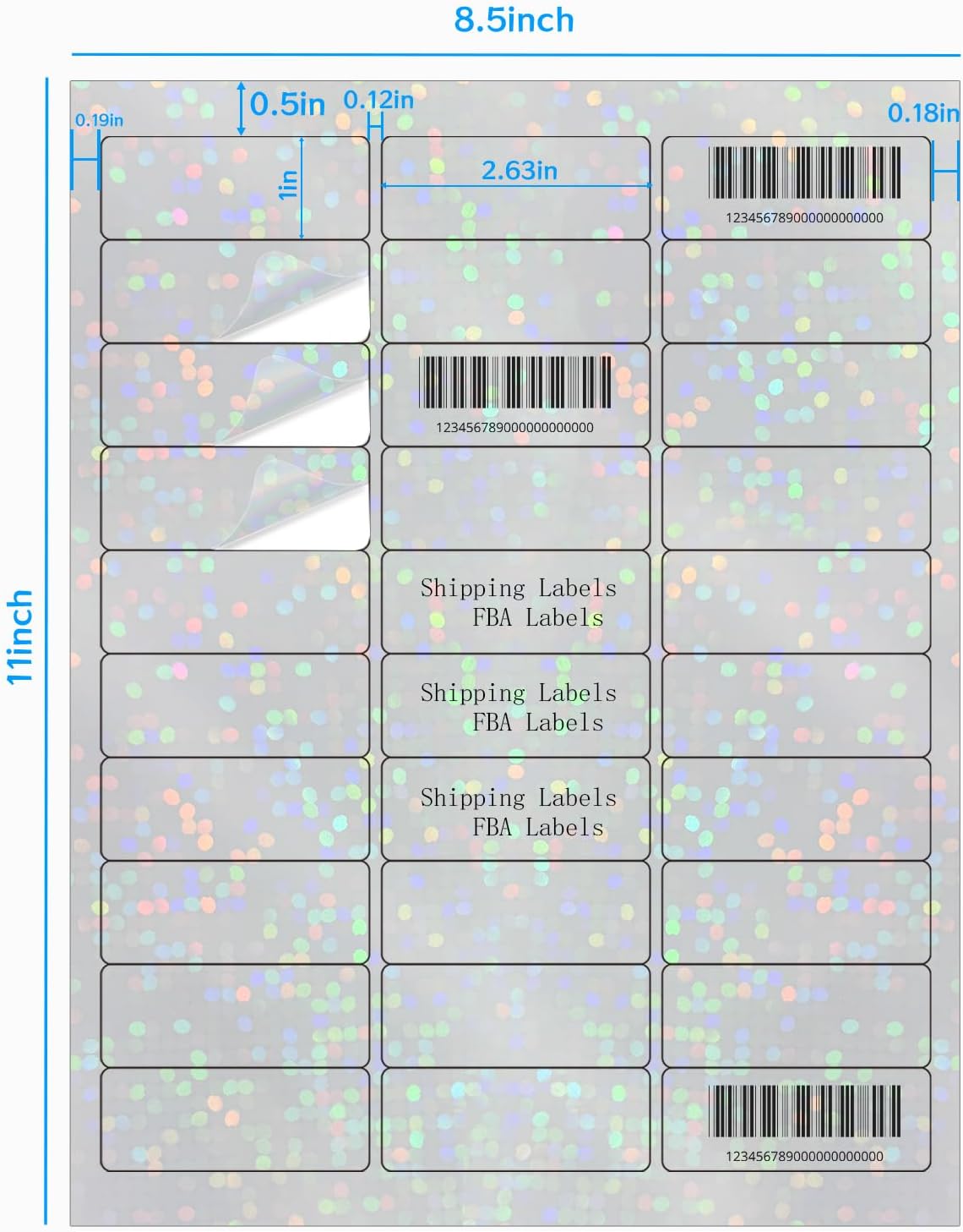 STARLIBOO Transparent Stickers Labels -1" x 2-5/8" Clear Address Labels Mailing Stickers for Laser/Inkjet Printer 8.5"×11"- 20 Sheet (Clear Holographic Dot)