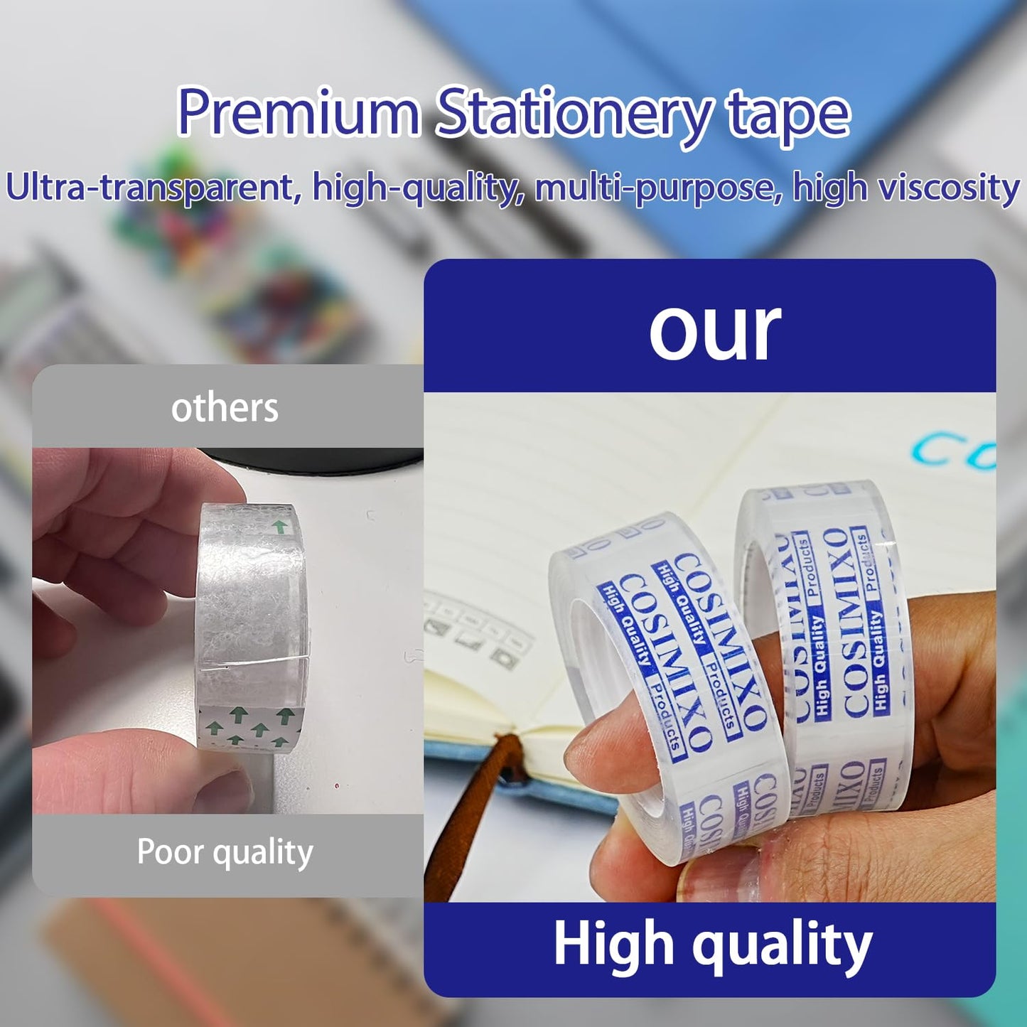 COSIMIXO 48Rolls Crystal Clear Tape Refills for Dispenser, 3/4Inch x 1000 inch,Bulk Transparent Tape,Office Stationery Tape for Home and School