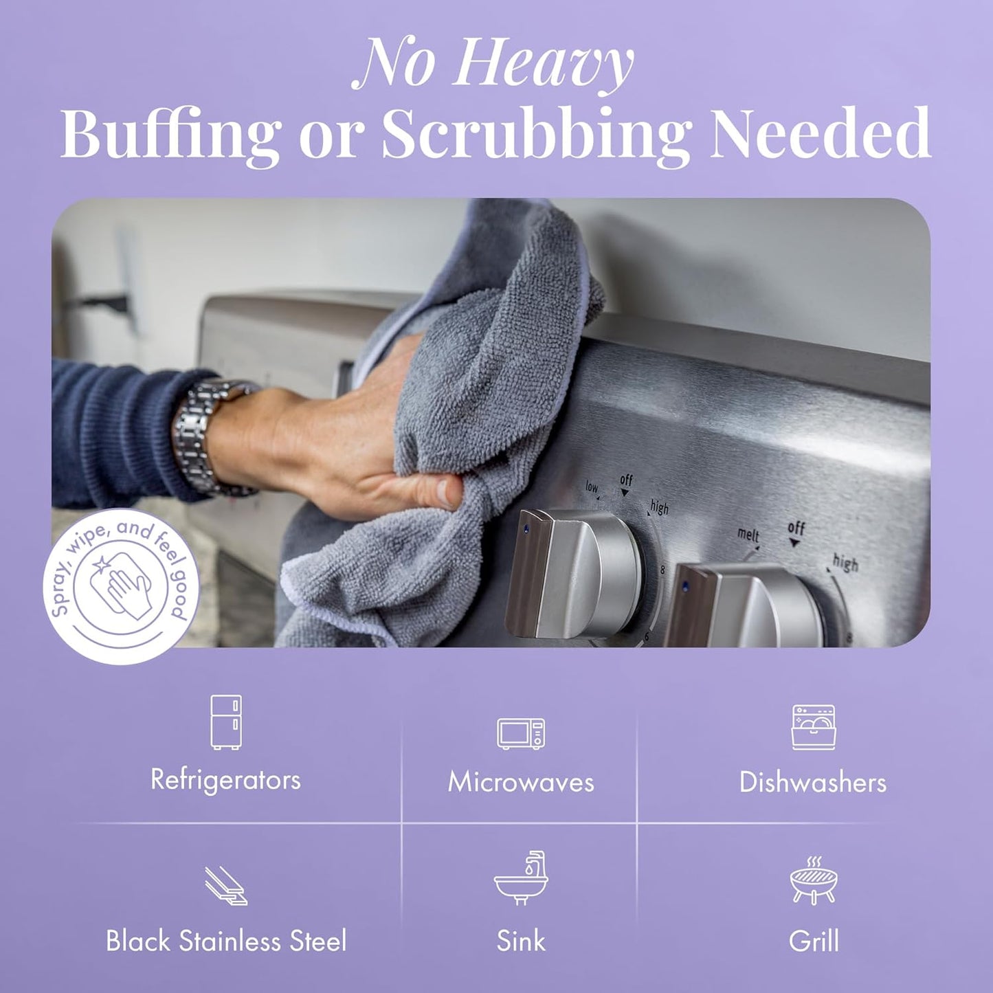 Therapy Stainless Steel Cleaner and Polish 100% USDA Biobased, Fingerprint and Residue Remover, Lavender Essential Oil Scent, Sink Cleaner, Grill Spray