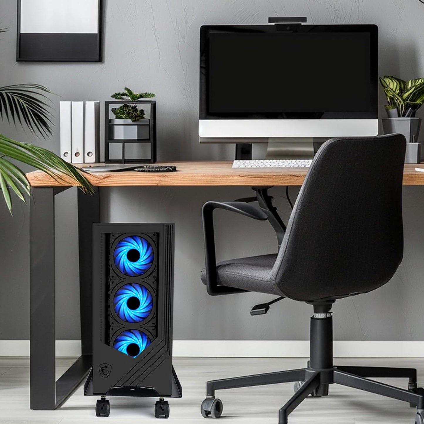 Metal Computer Tower Stand, PC Stand for Floor Mobile CPU Stand with 4 Rolling Caster Wheels Fits Most PC Under Desk,Ventilated CPU Holder PC Floor Cart for Office and Gamers(15.7 x 10inch)