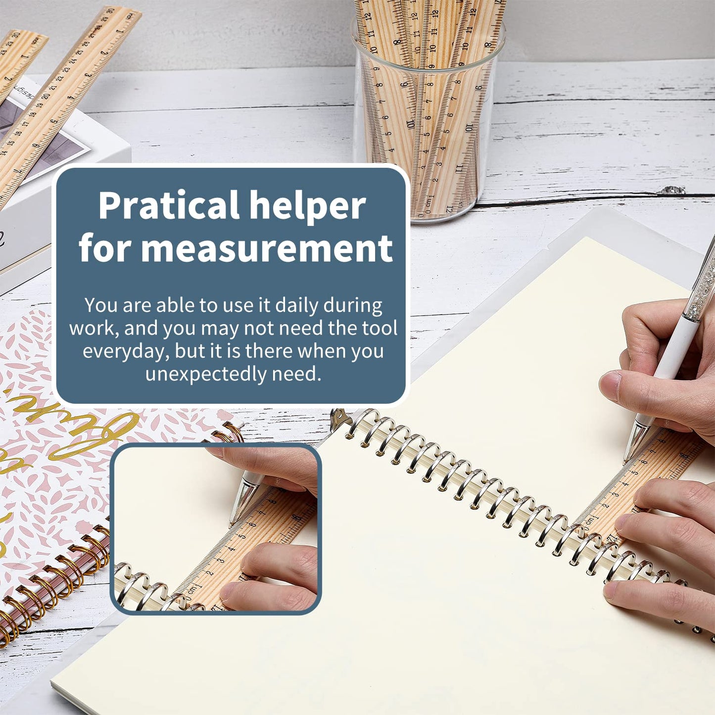 120 Pack Wooden Ruler 12 Inch Measuring Bulk - 2 Scale Office Wood