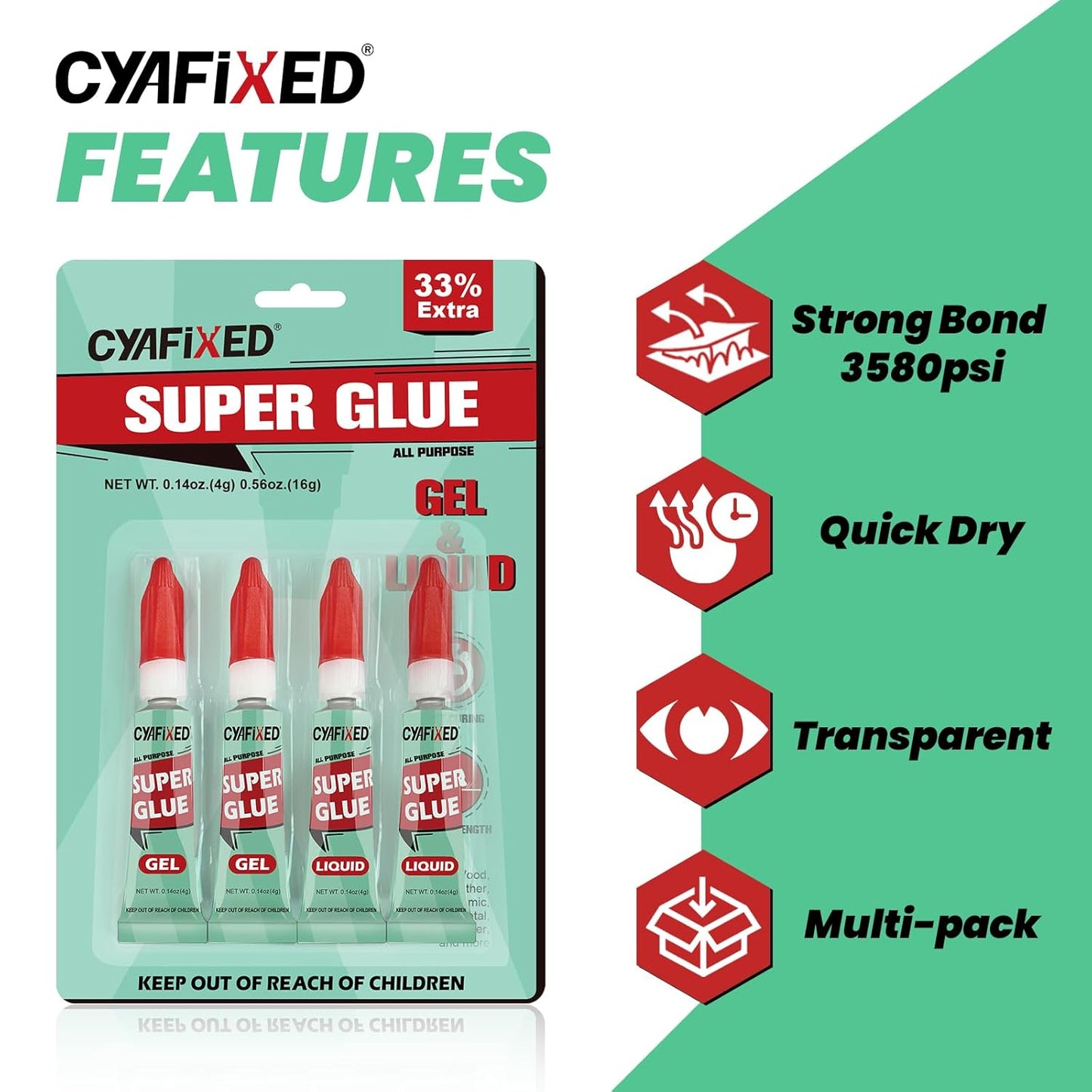 Super Glue Gel & Liquid, Clear Ca Glue Multipack All Purpose Repair Ceramic Plastic Glass Metal Pottery, Single Use Strong Cyanoacrylate Adhesive for Bonding Wood Shoes Crafts Model Aquarium Instant