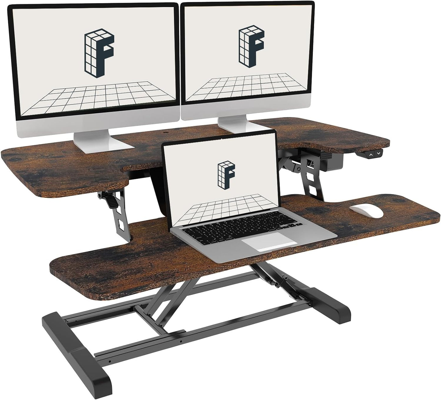 FLEXISPOT Electric Standing Desk Converter, 36'' Height Adjustable Motorized Desk Riser for Computer Monitors & Laptop Workstation, Rustic Color