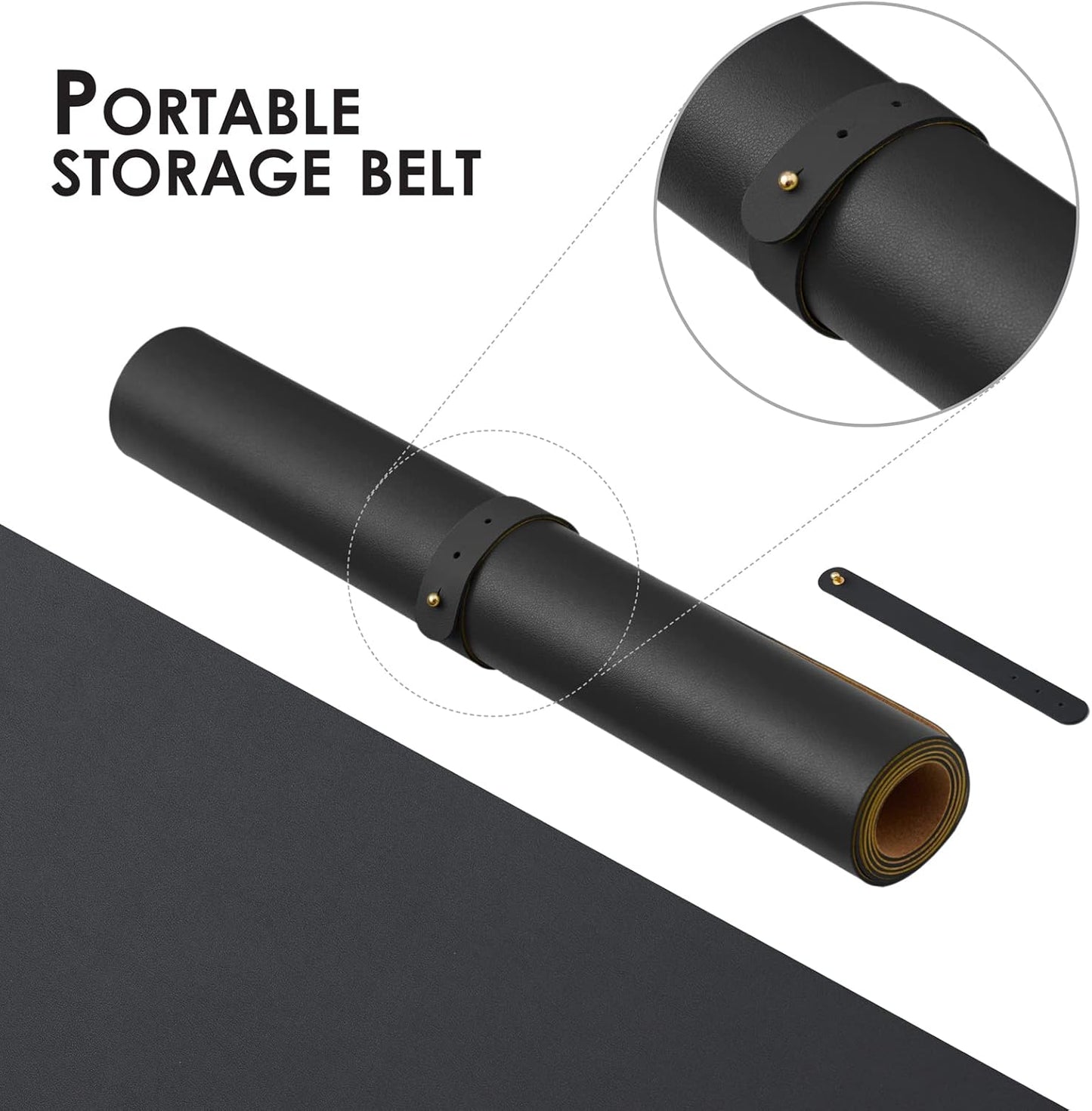 Compact Cork Desk Mat - Small Dual-Sided Desk Pad for Office and Home - Desk Organization and Accessories - Ideal for Large Mouse Pad and Small Desk Mats on Top of Desks(Black,23.6"x 11.8")