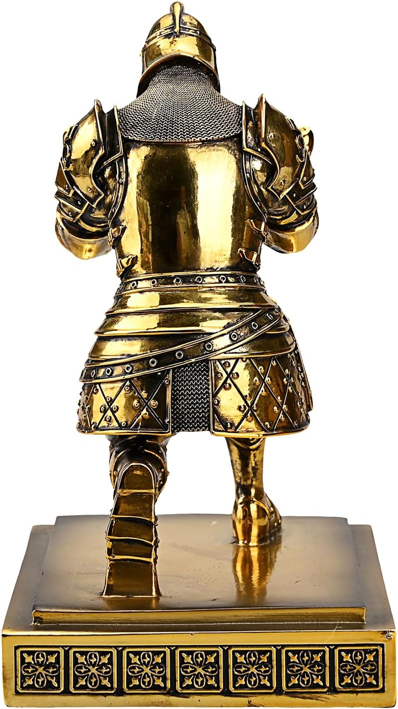 King's Guard Knight Pen Holder Pen Stand Desk Organizers and Accessories Resin Pencil Holder as Gift with a Metal Sword Letter Opener for Office and Home (Bronze(Plating))