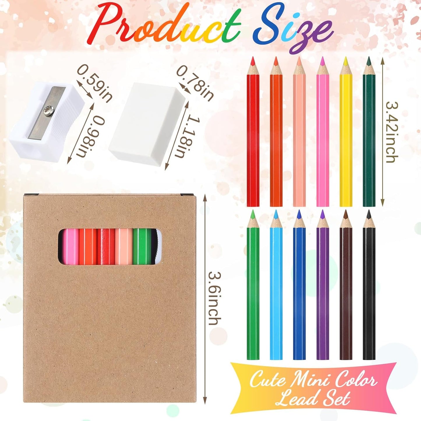 576 Pcs/ 48 Boxes Mini Drawing Class Colored Pencils Bulk for Kid 3.5 Inch Back to School Supplies Portable Short Fat Per Set 12 Different Color with Sharpener Eraser Coloring Pencils