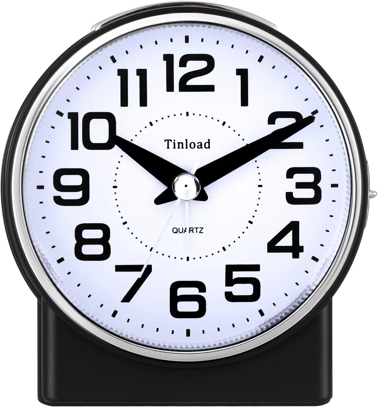 4.3" No Ticking Analog Alarm Clock,Silent Readable for Seniors,Easy to Set,Gradual Rise Alarm,Big Numbers,On/Off Switch on Side,Gentle Wake,Snooze,Lighted on Demand,Battery Operated,Black